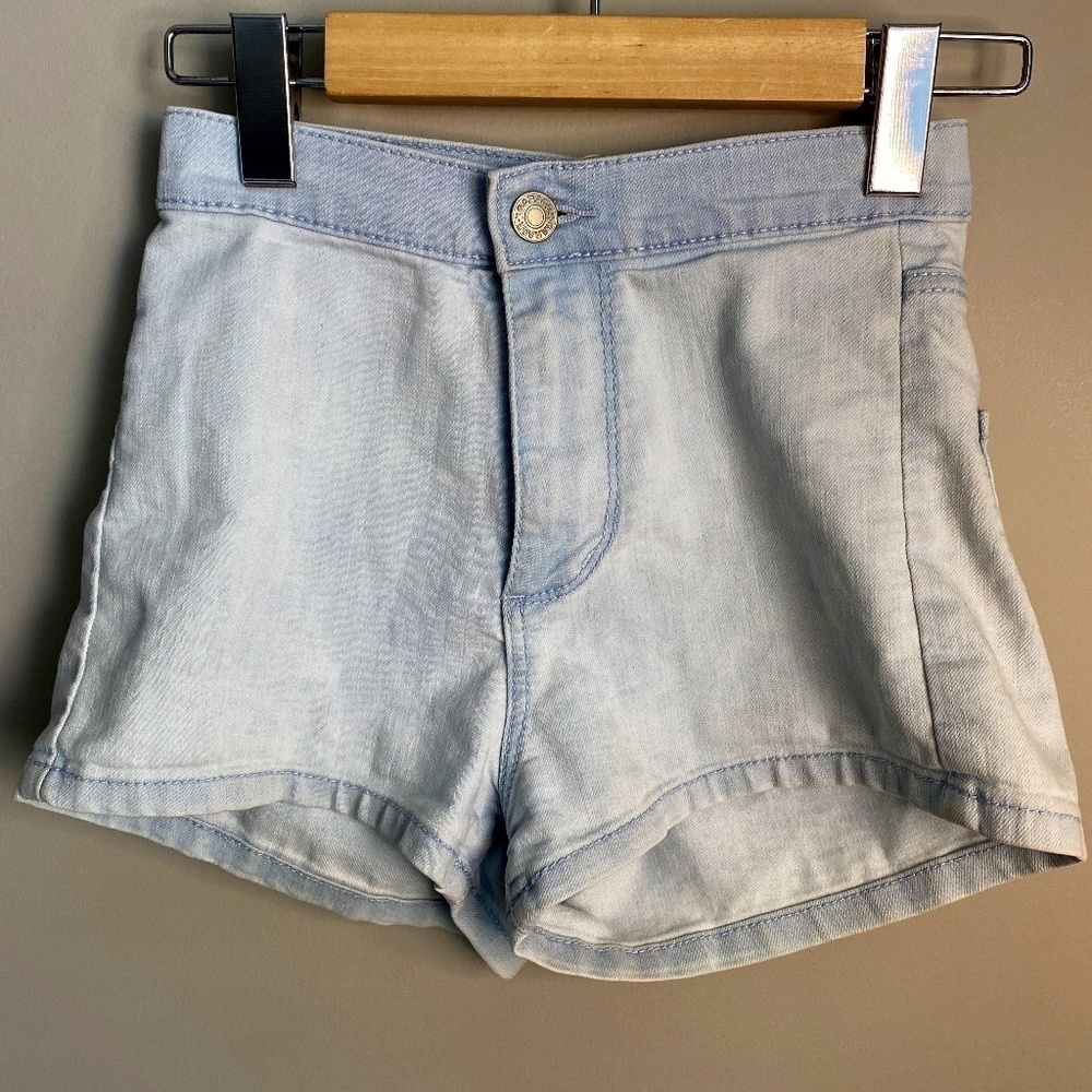 Garage Roller Short Light Wash High Rise Stretch Denim Shorts Light Blue Size 0